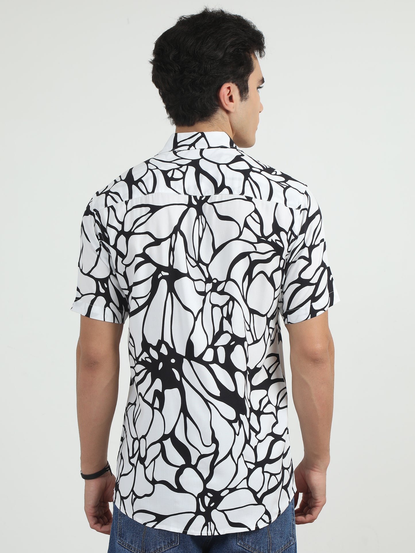 Floral Black And White Shirt for Men 