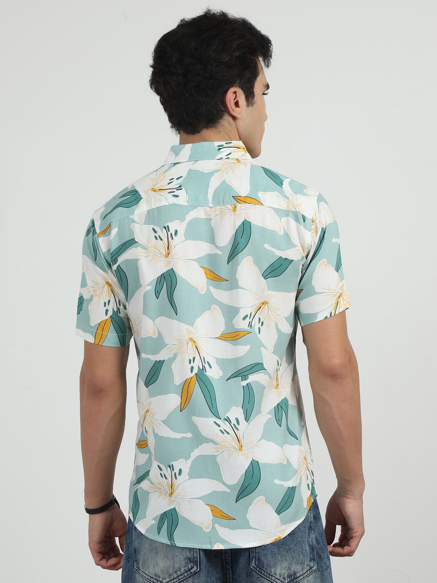  Lily Printed Light Green Printed Shirt For Men 