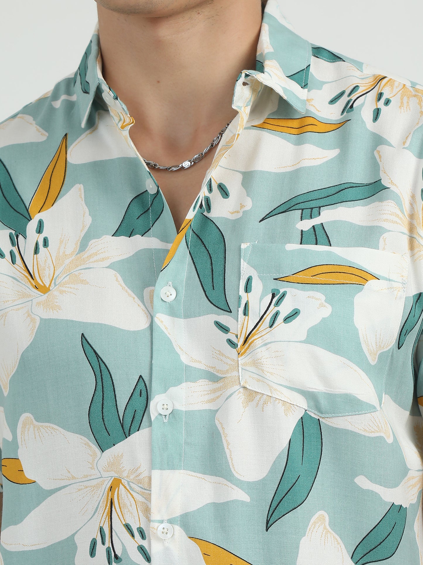  Lily Printed Light Green Printed Shirt For Men 