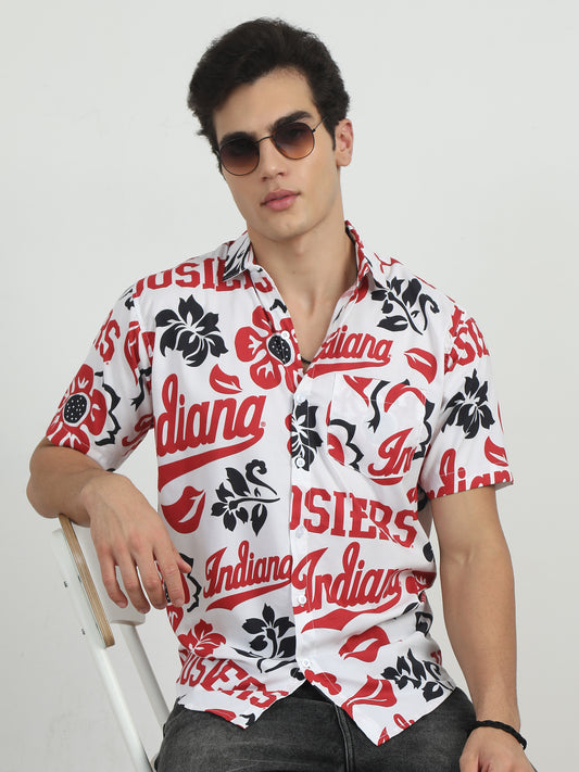  Floral Red Printed Shirt For Men