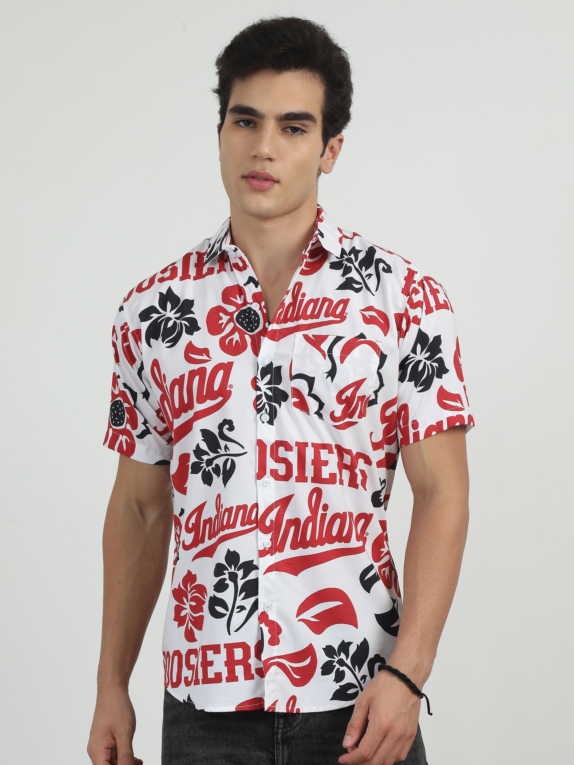  Floral Red Printed Shirt For Men