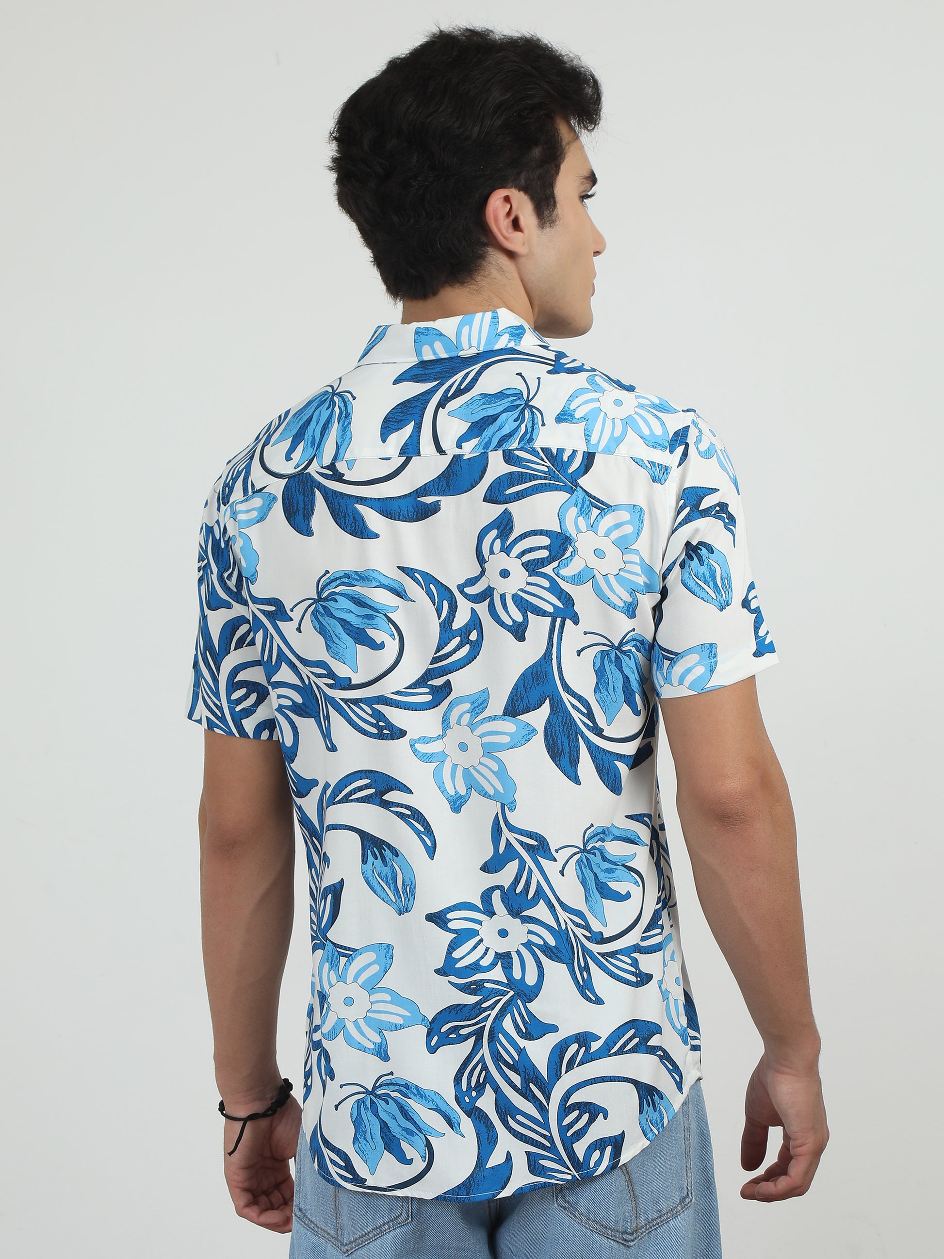 Floral Blue Printed Shirt For Men 