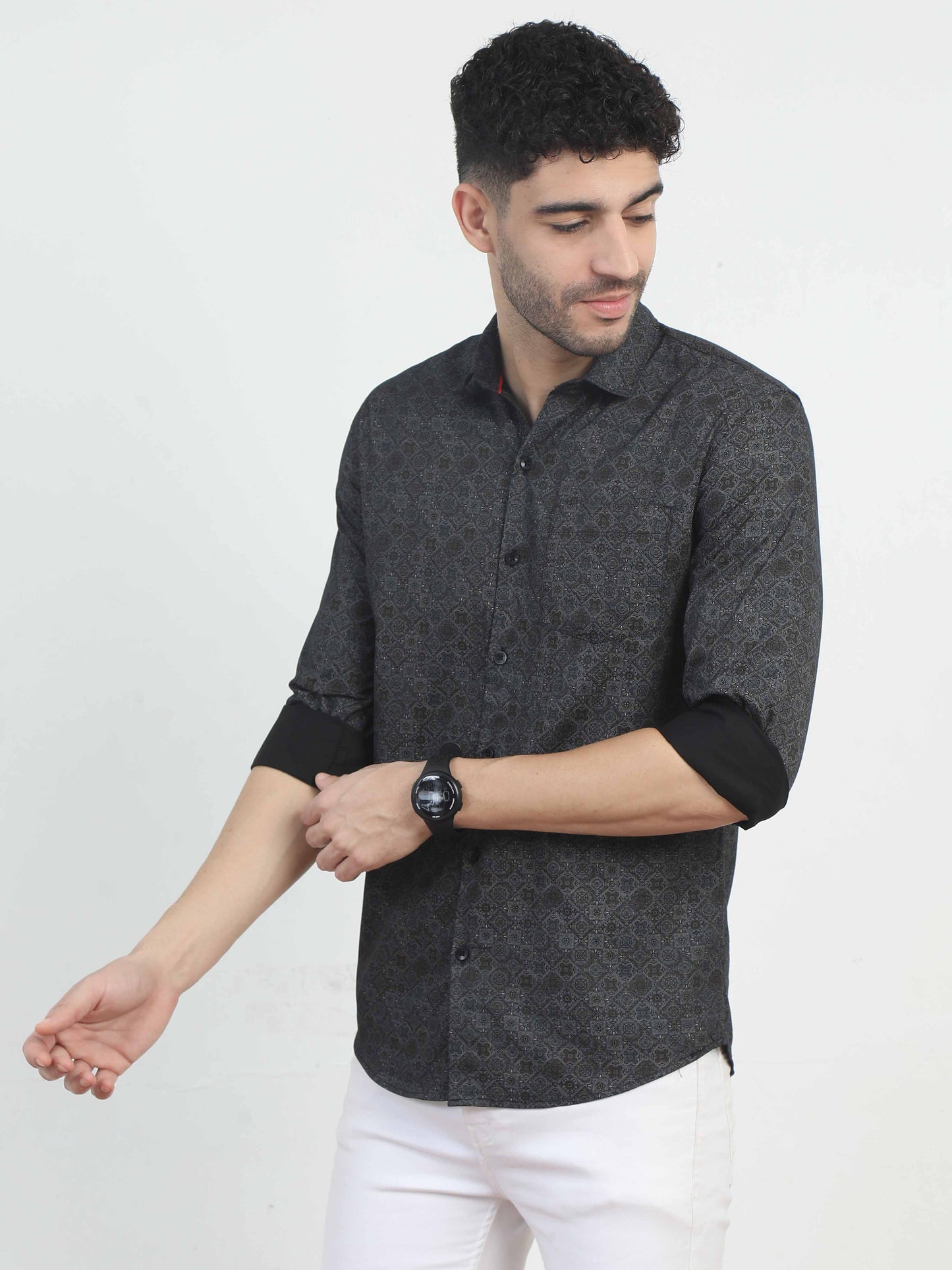 Black box Doodles Print Shirt for men