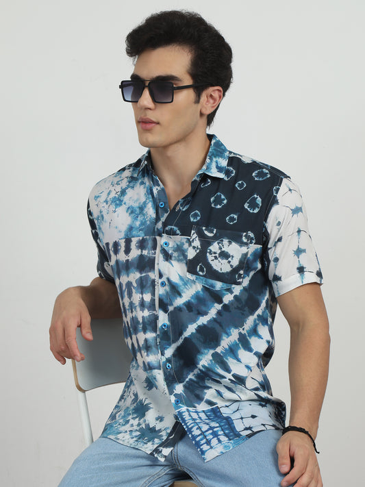 Blue Tie And Dye Shirts For Men 