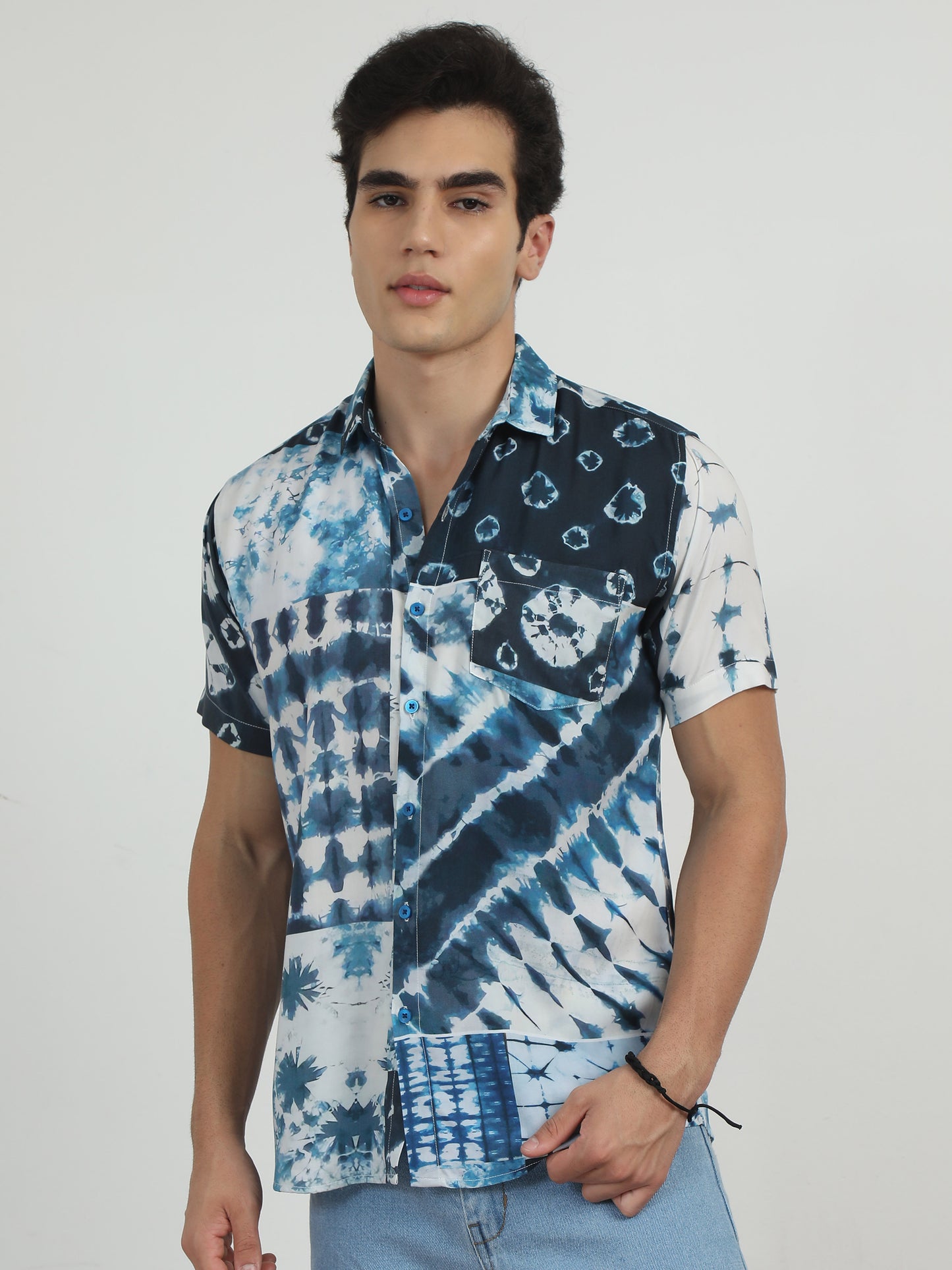 Blue Tie And Dye Shirts For Men 