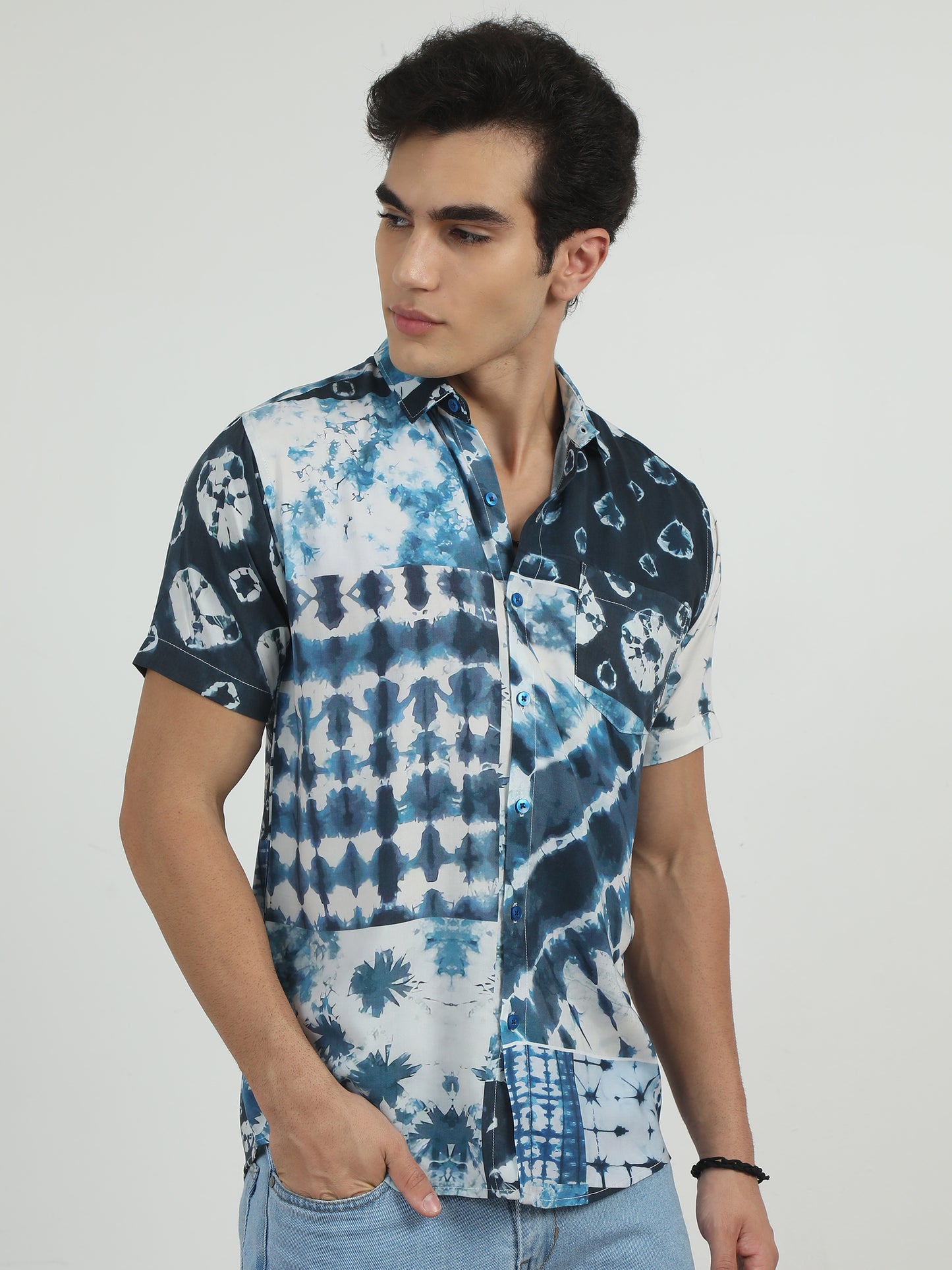 Blue Tie And Dye Shirts For Men 