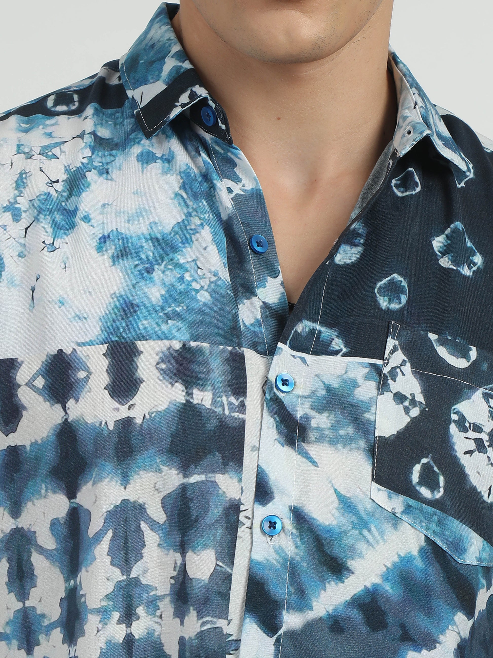 Blue Tie And Dye Shirts For Men 