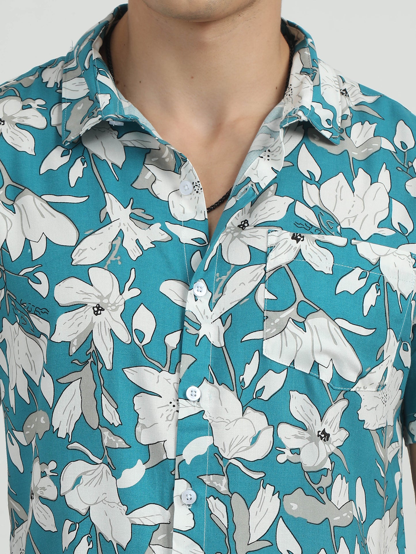  Blue Floral Print Shirt For Men 