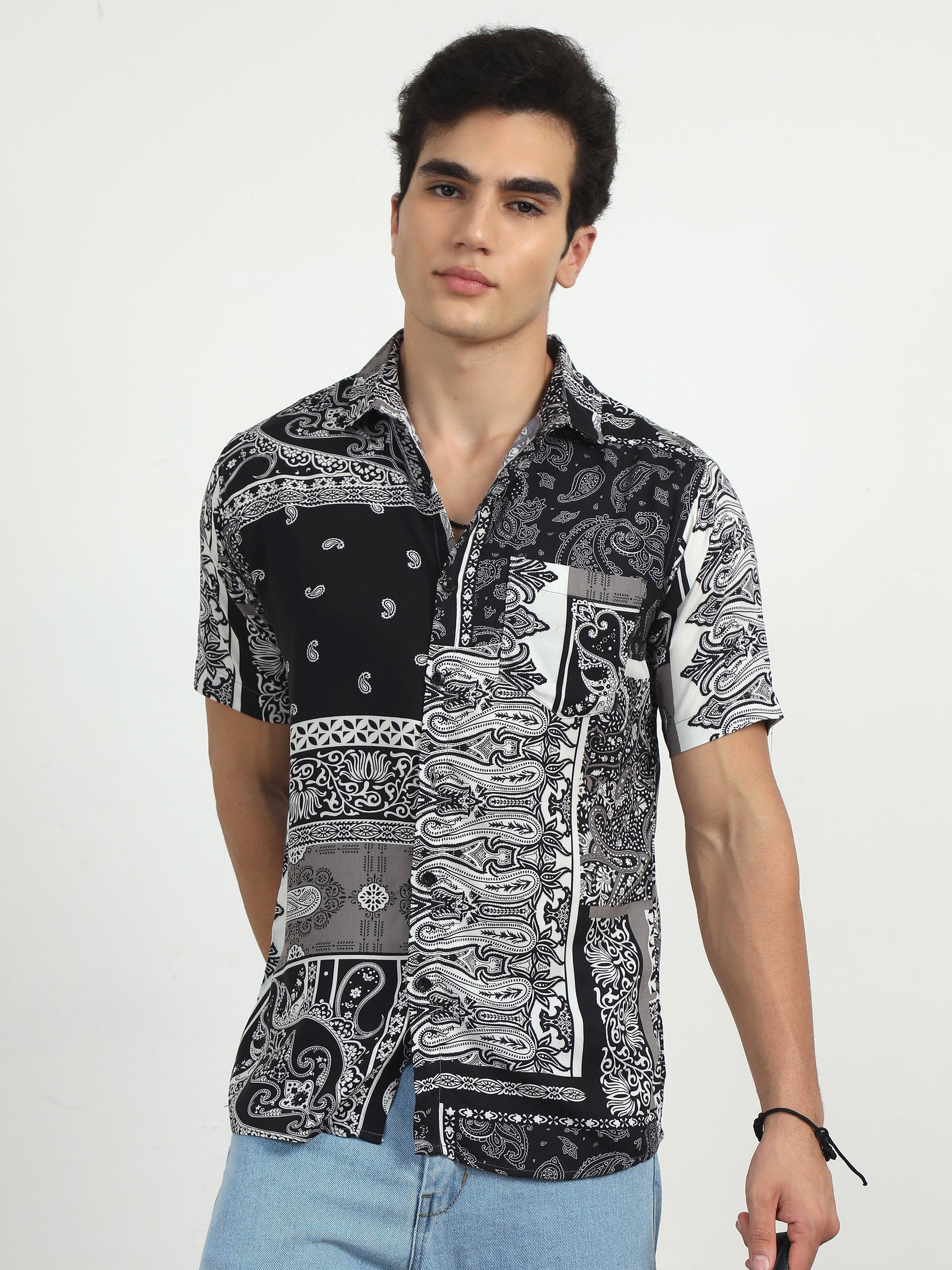 Black Printed Doodle Shirt for men 