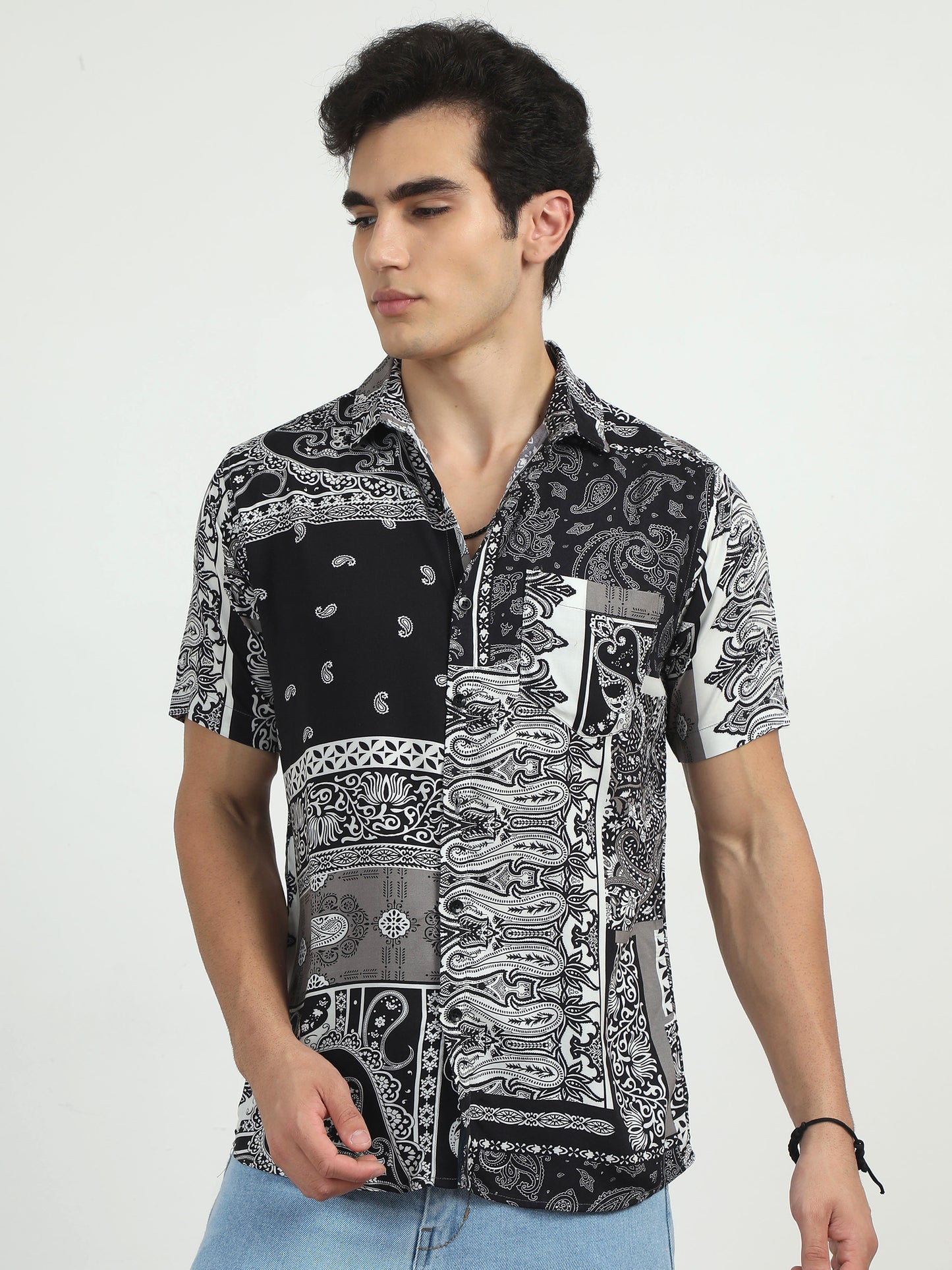 Black Printed Doodle Shirt for men 