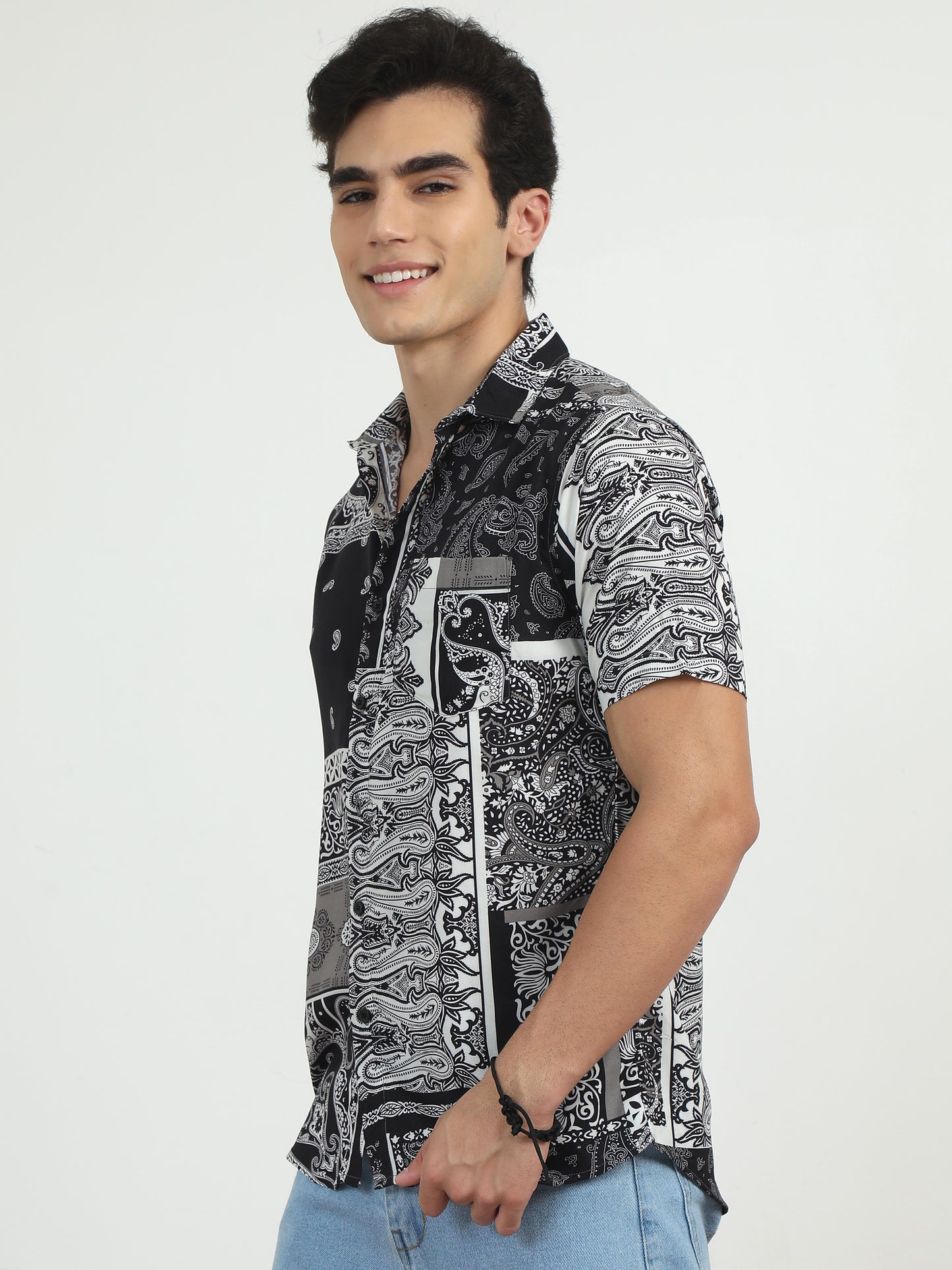 Black Printed Doodle Shirt for men 