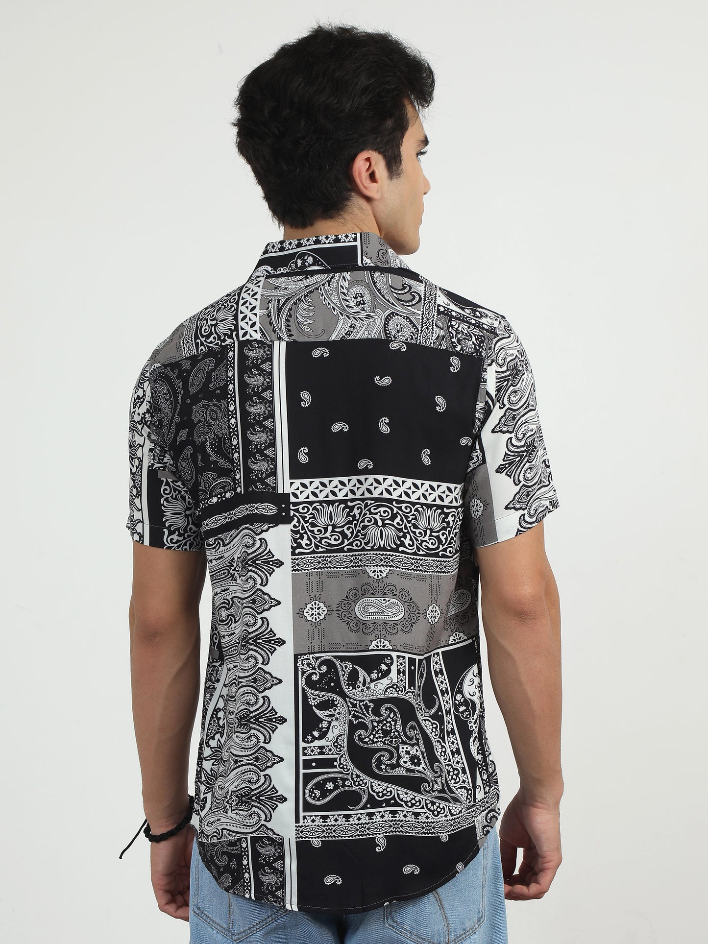 Black Printed Doodle Shirt for men 