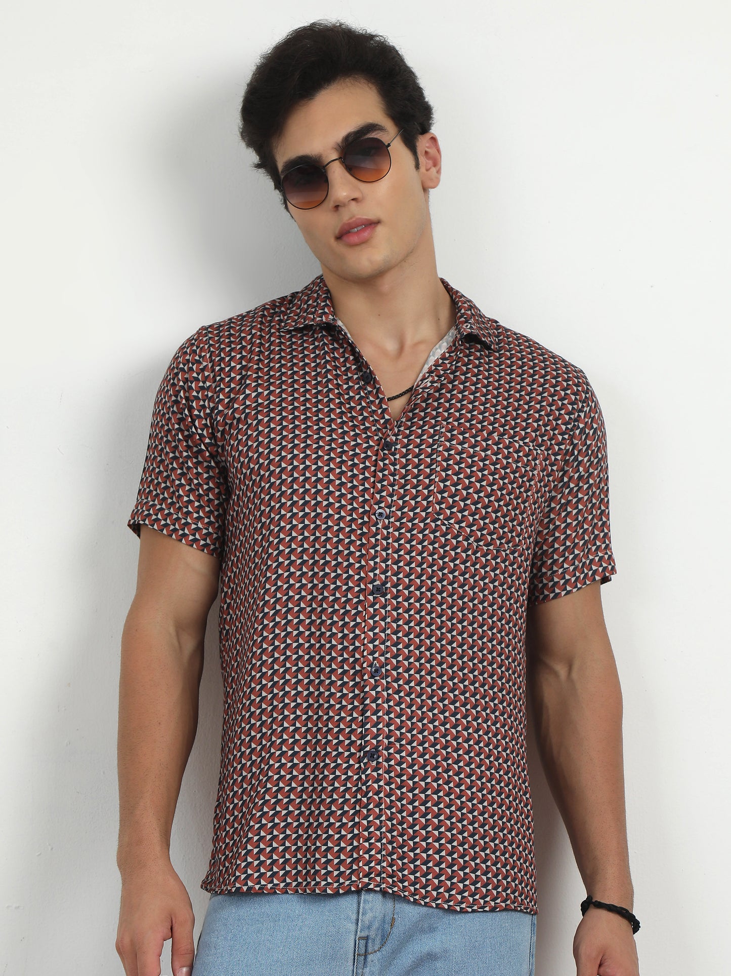 Reddish Digital Printed Half Sleeve Shirts​  for men 