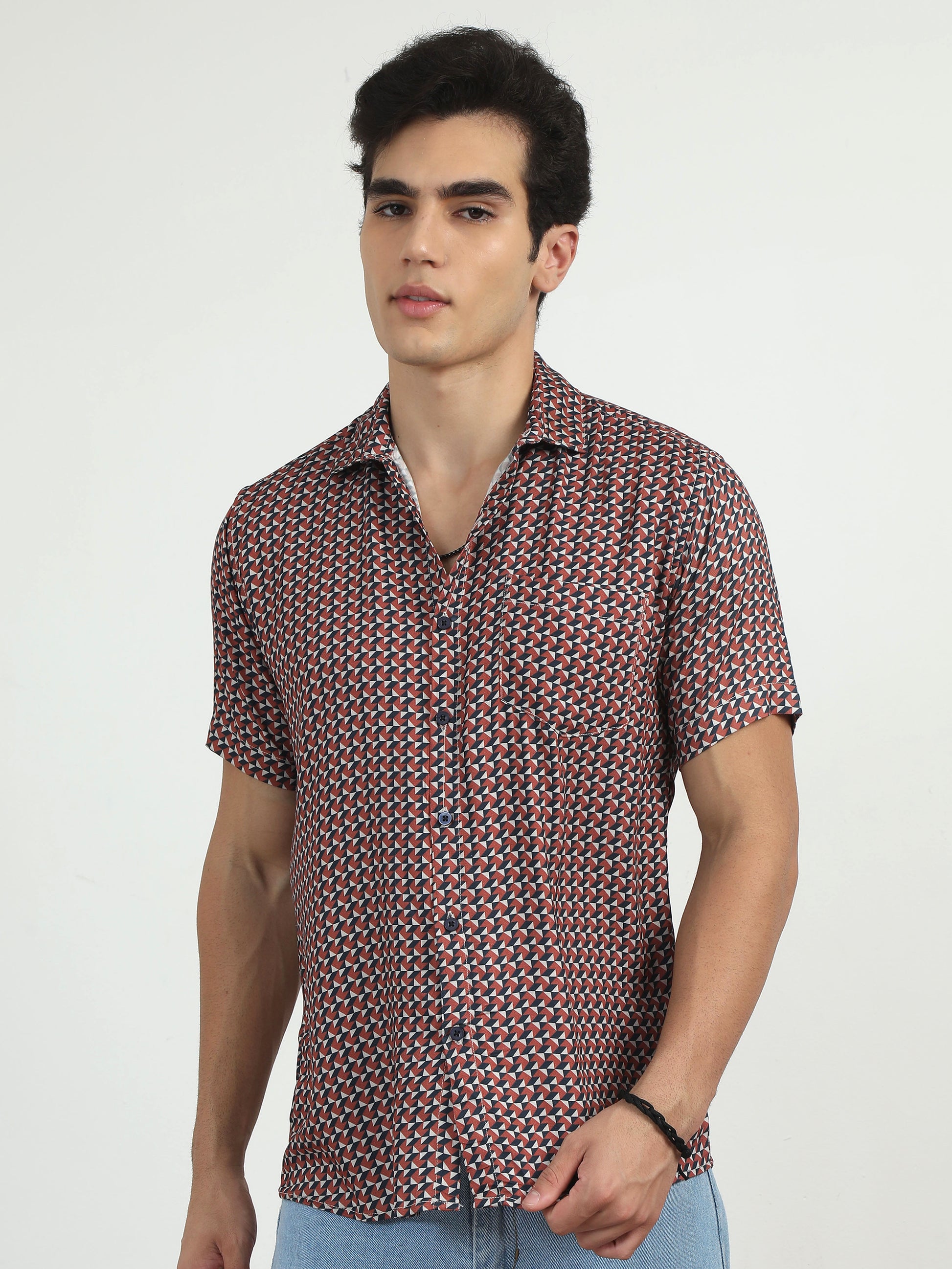 Reddish Digital Printed Half Sleeve Shirts​  for men 