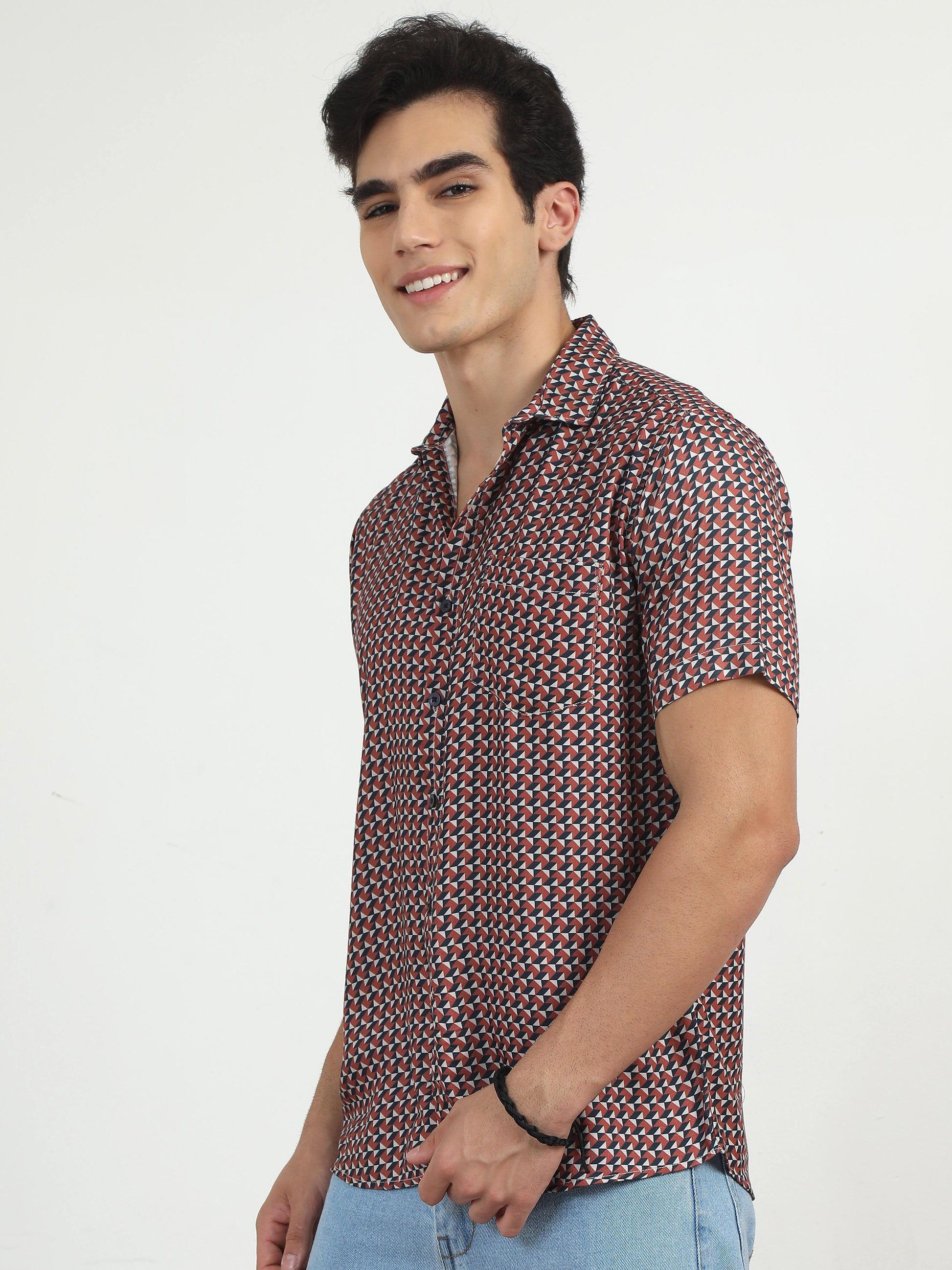 Reddish Digital Printed Half Sleeve Shirts​  for men 