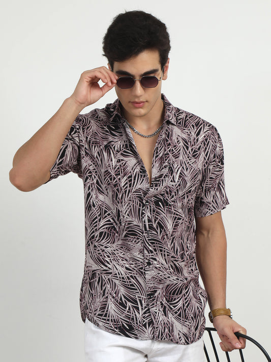  Dark Purple Casual Half Sleeve Shirts​  for men 