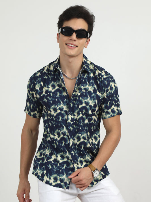 Blush Blue Printed Shirt For Men​ 