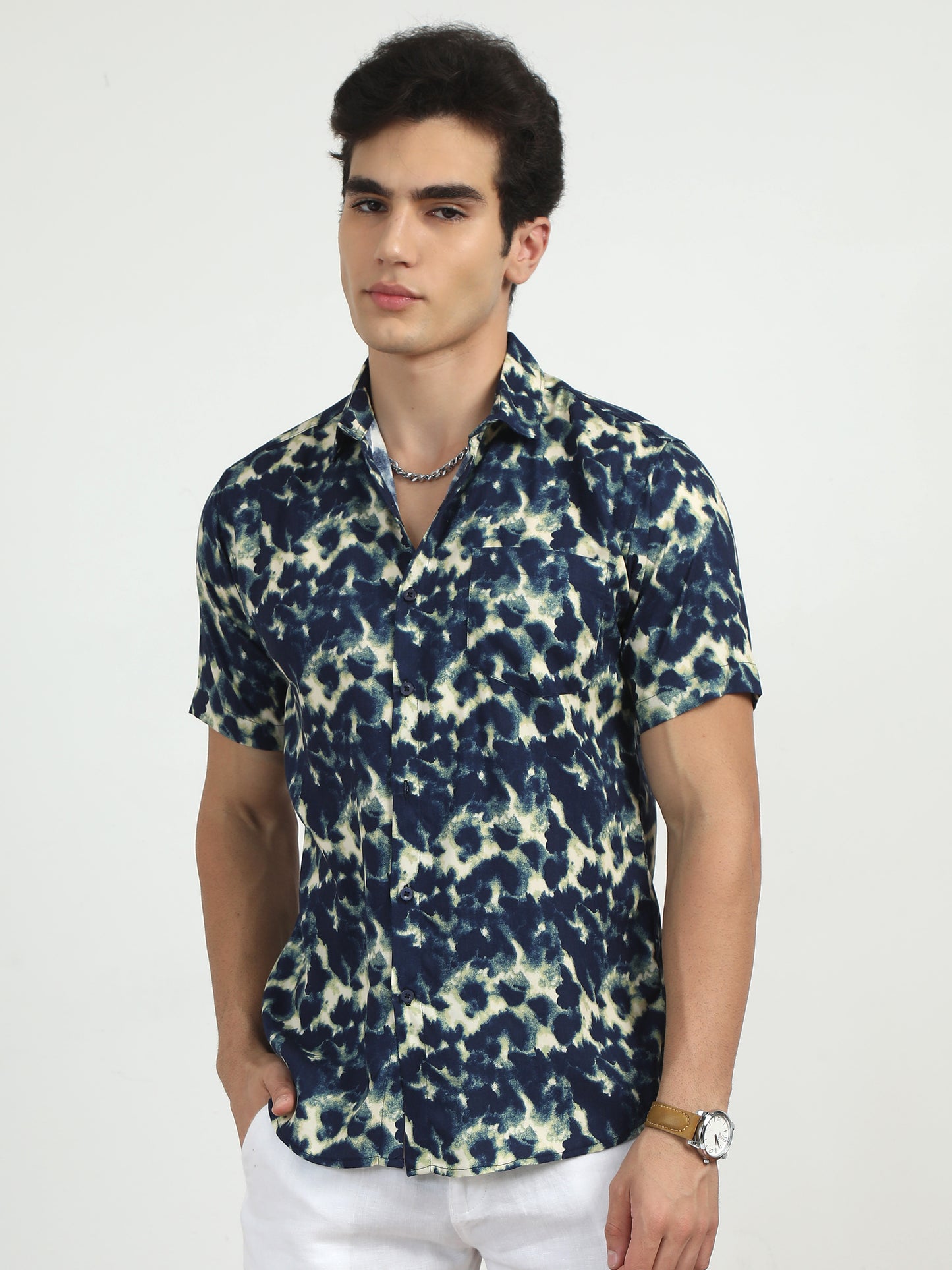 Blush Blue Printed Shirt For Men​ 