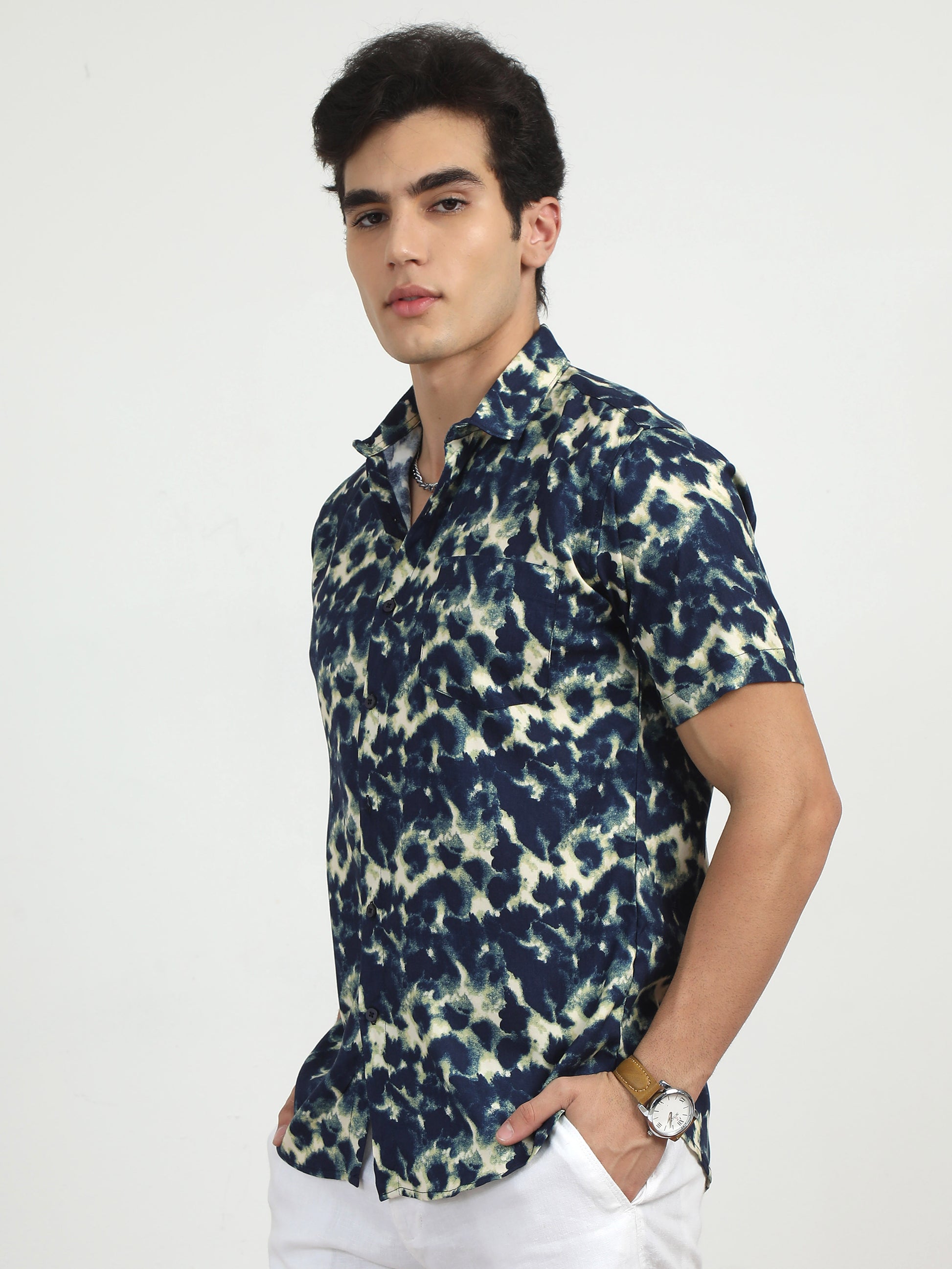 Blush Blue Printed Shirt For Men​ 