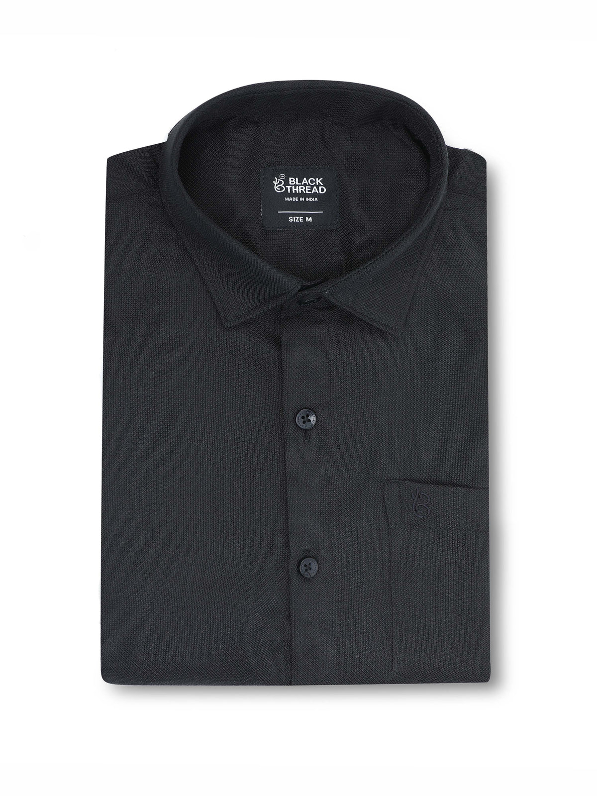 Men’s Black Pure Linen Shirt by Black Thread