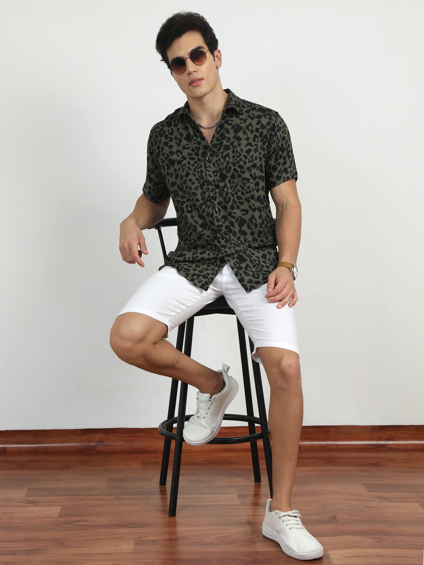 Chita Olive Green Printed Shirt​ for men