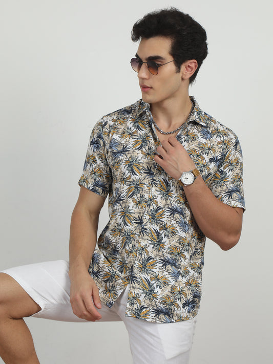  Bush Grey Printed Shirt for Men