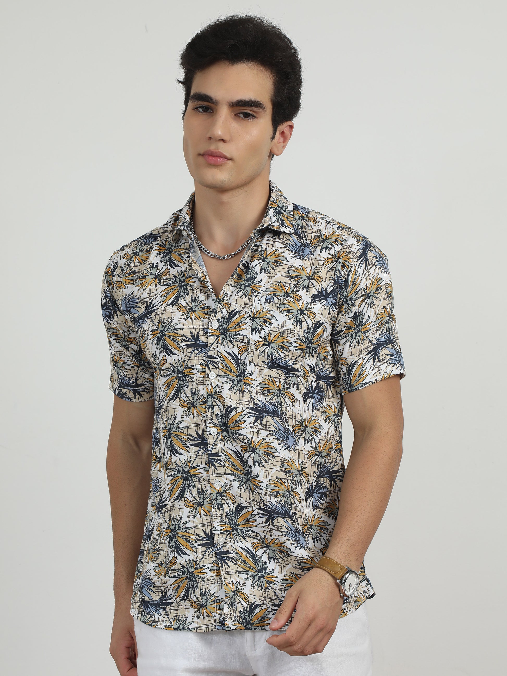  Bush Grey Printed Shirt for Men