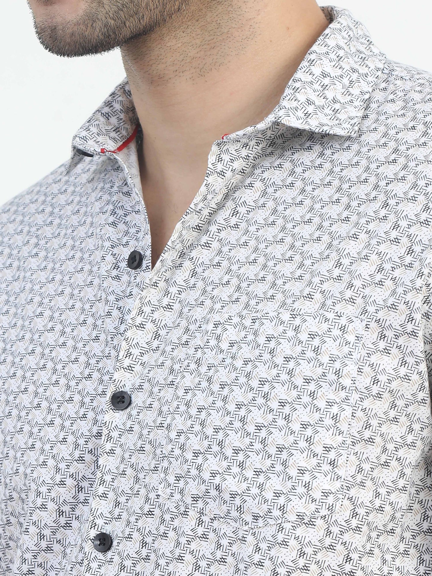 Light Grey printed casual shirts for men