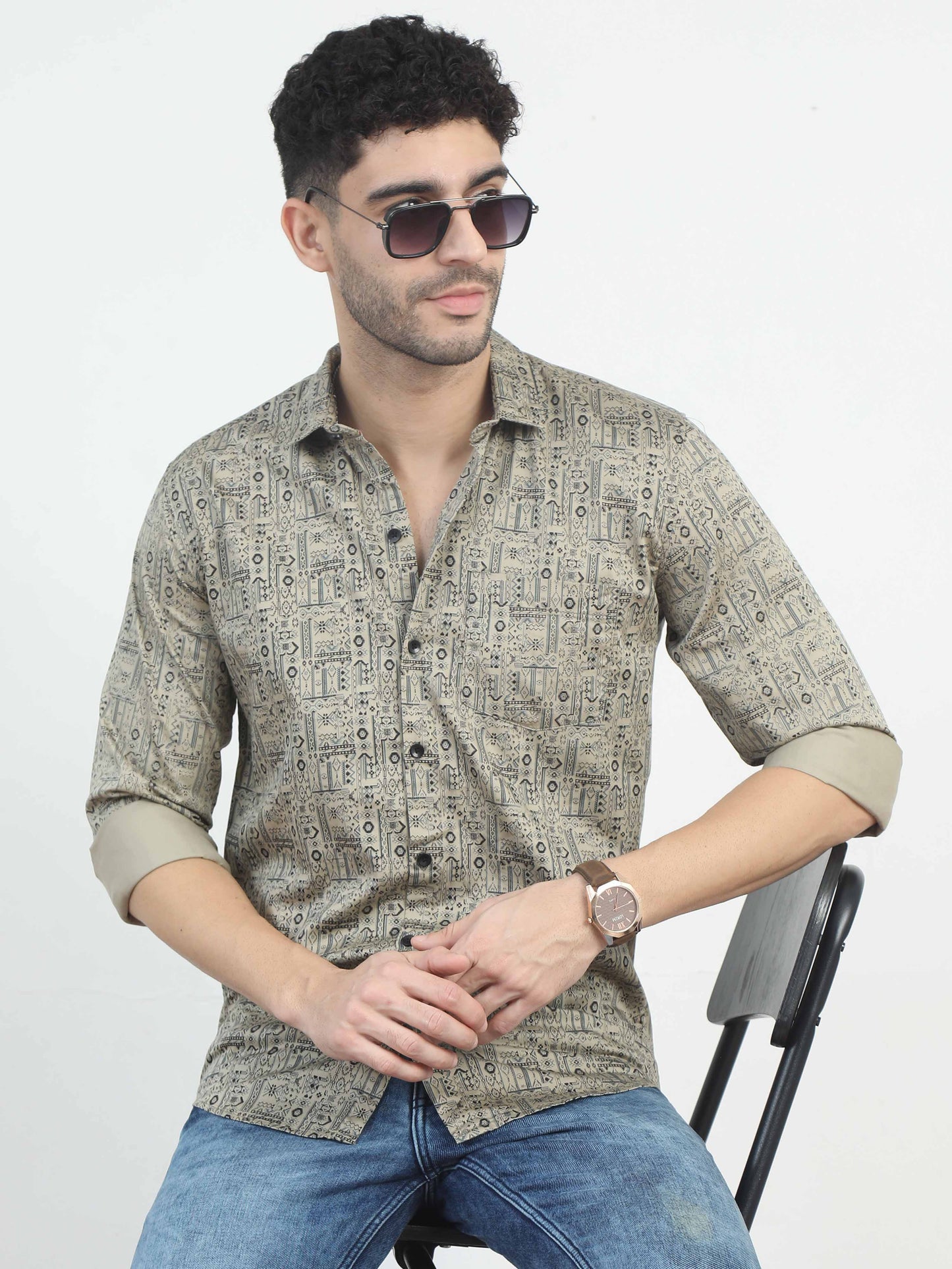 Light khaki shirt Printed for men