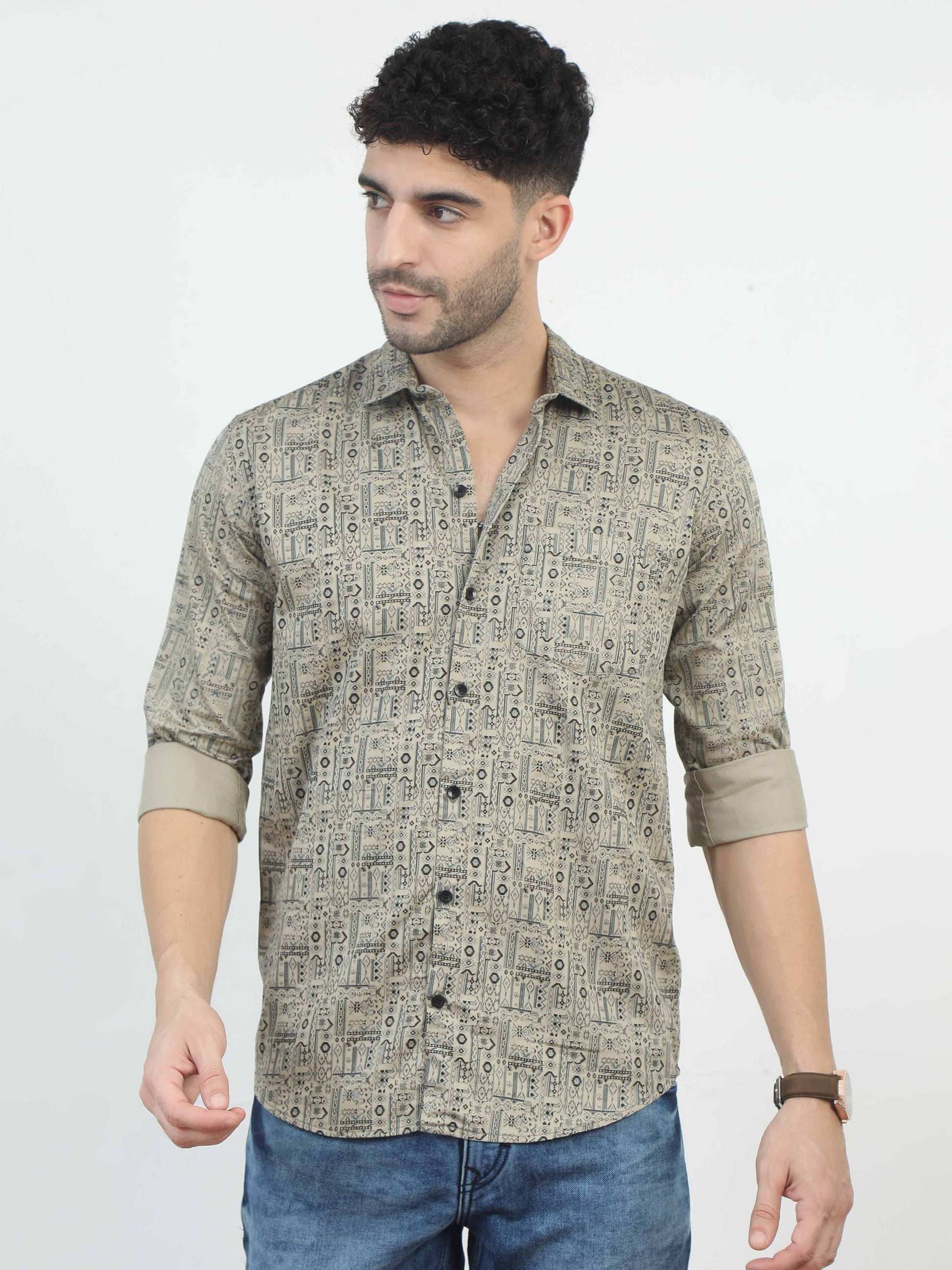 Light khaki shirt Printed for men