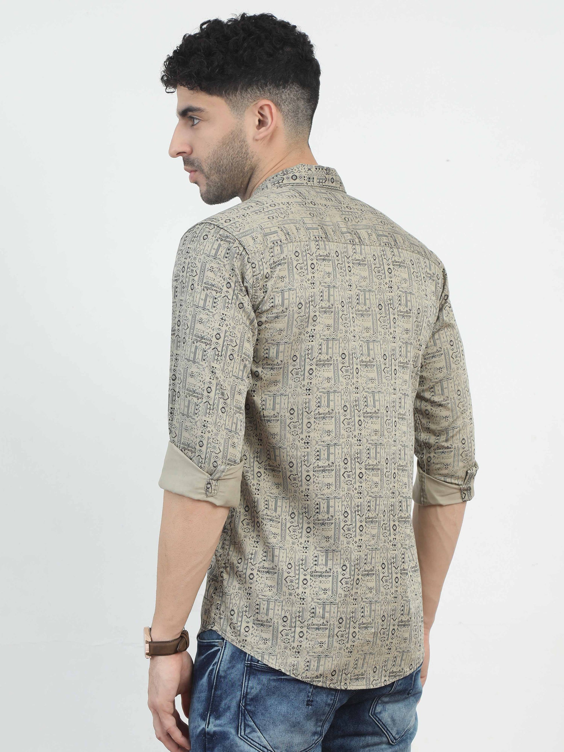 Light khaki shirt Printed for men