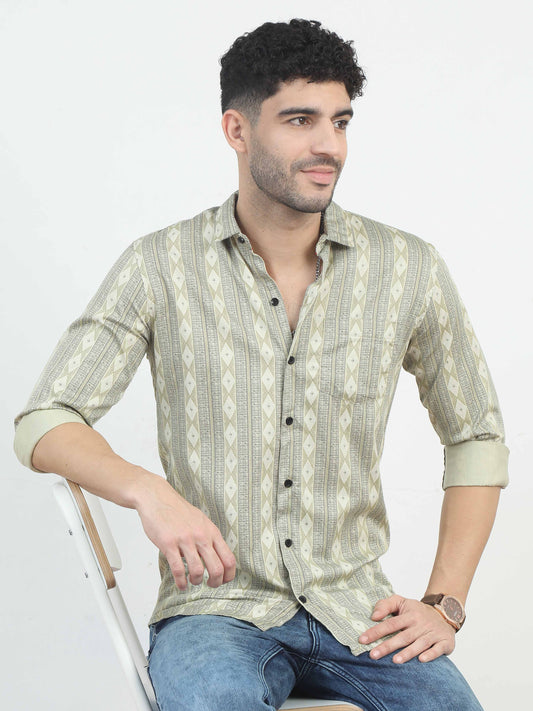 Diamond Pattern yellow printed Shirt for men