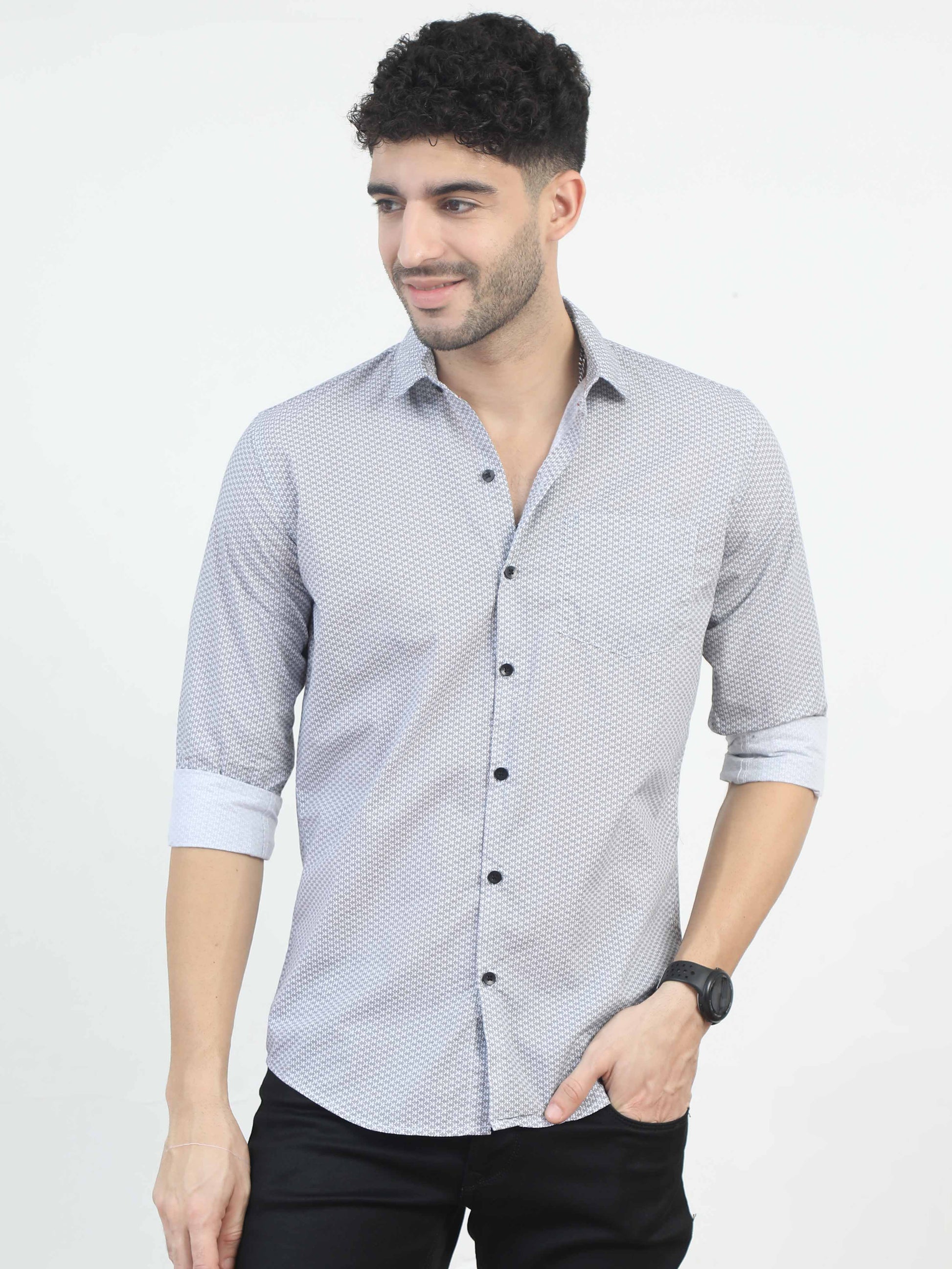 Sea Mist Dotted mens casual printed shirts