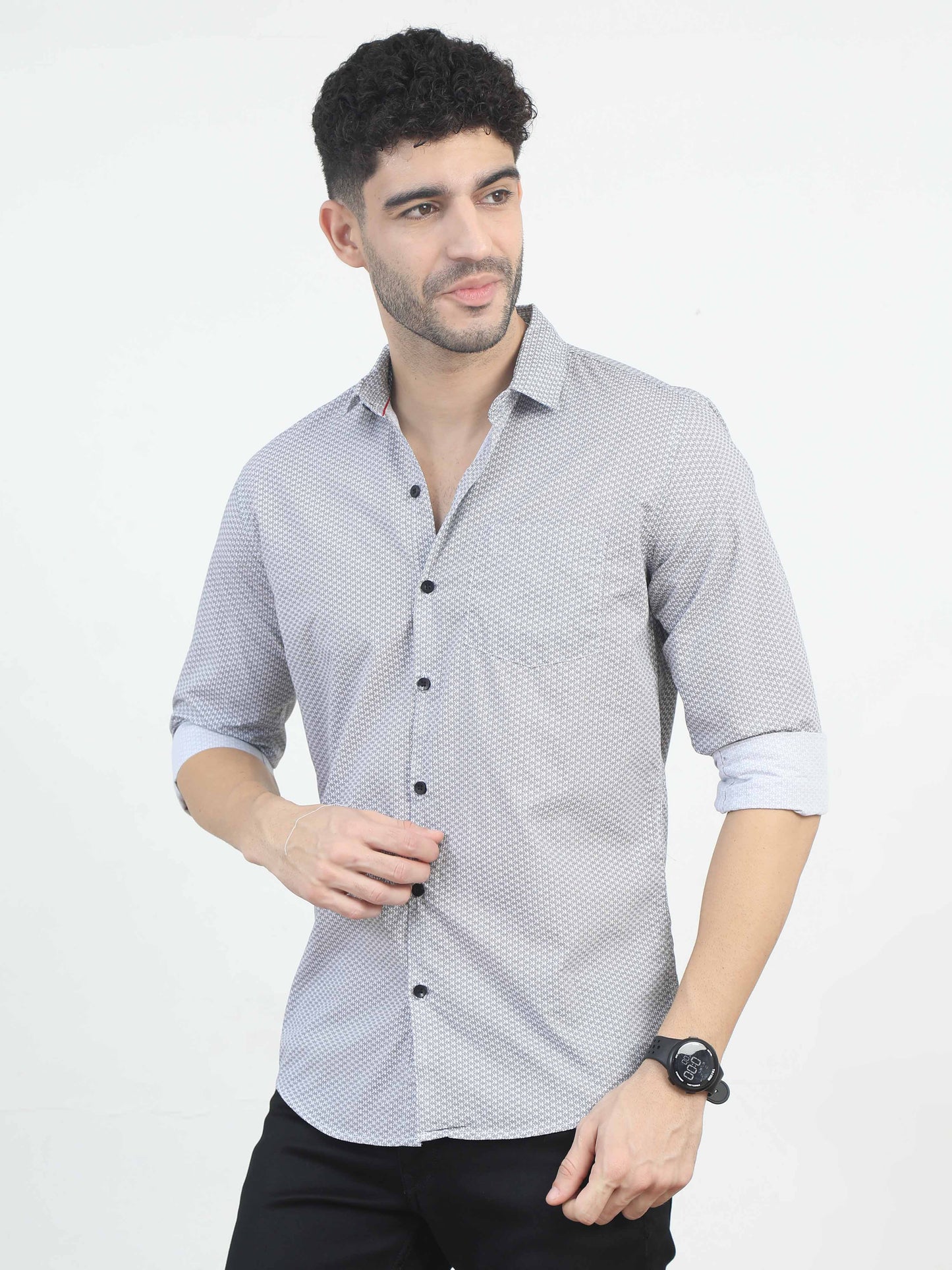 Sea Mist Dotted mens casual printed shirts