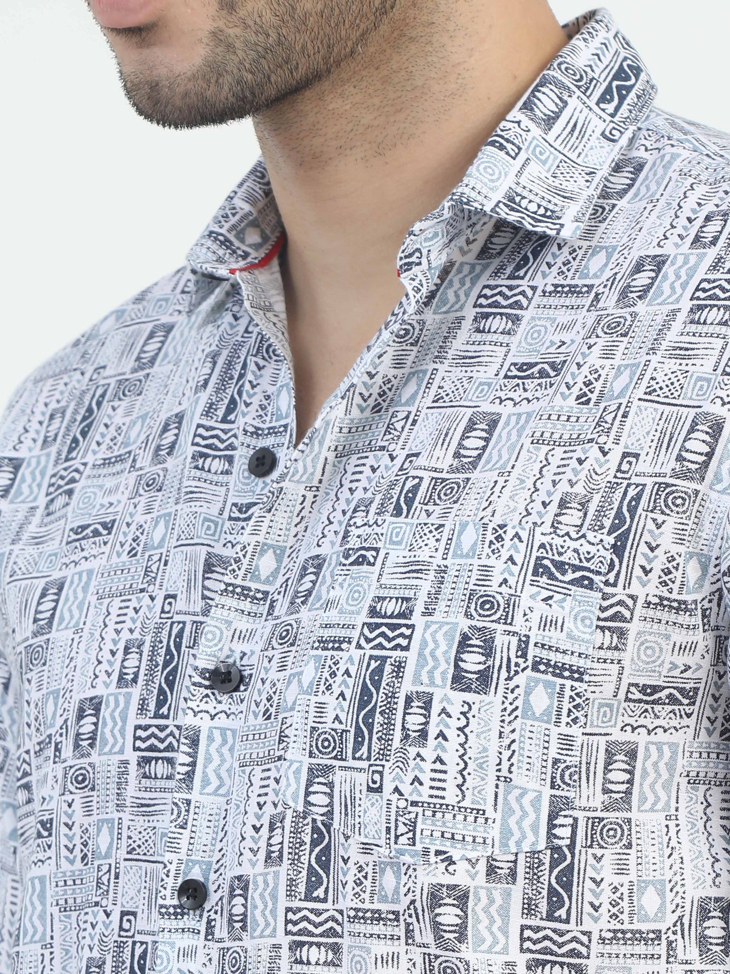 Mist Blue Doodle Print Shirt for men