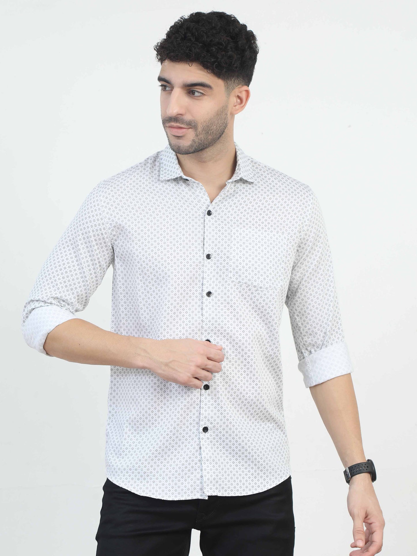 Mini Diamonds white printed shirt for mens