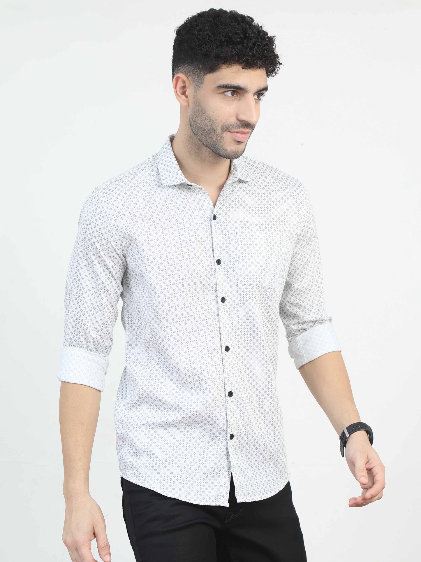 Mini Diamonds white printed shirt for mens