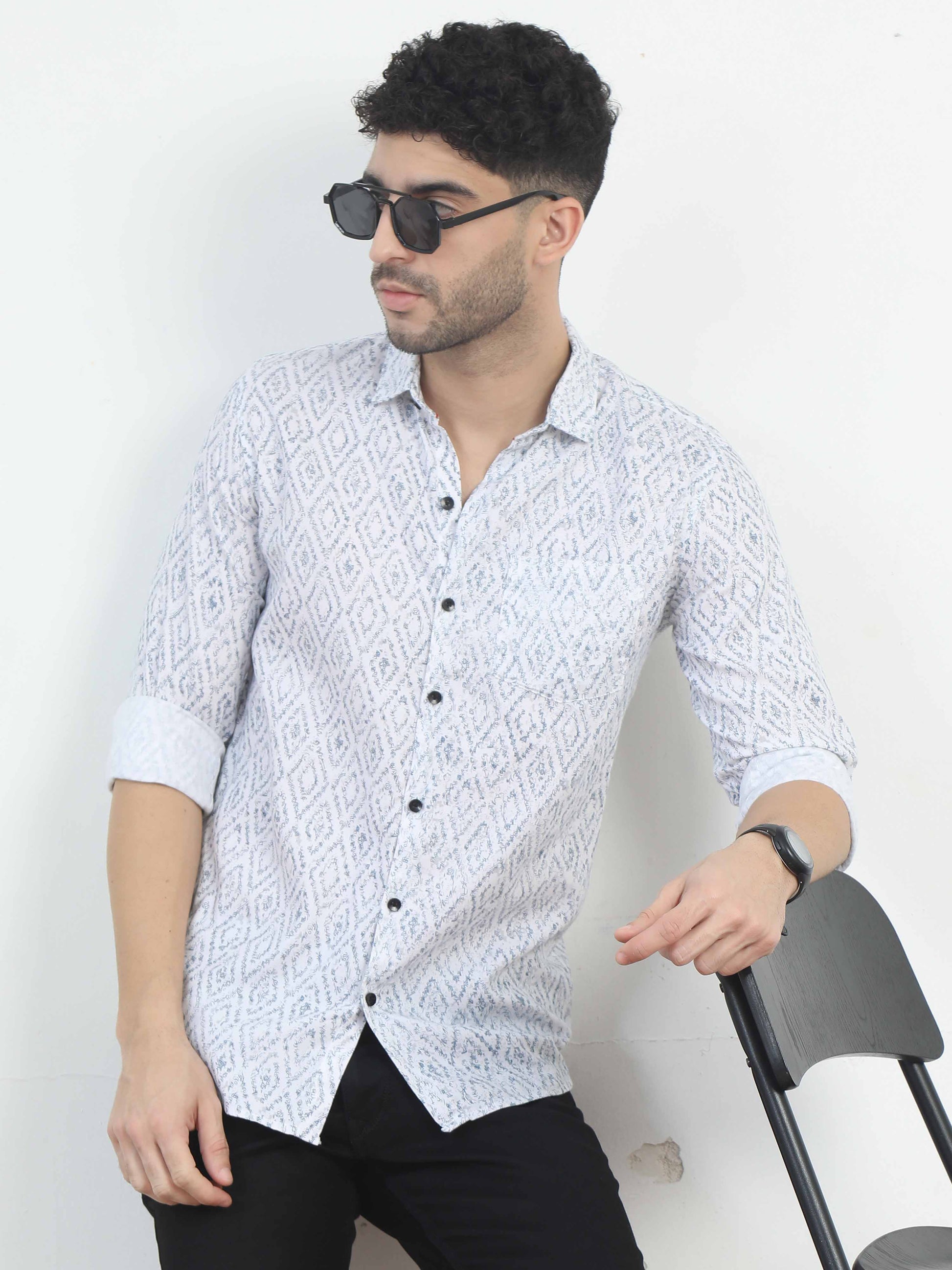 White All Over diamonds shirt for men