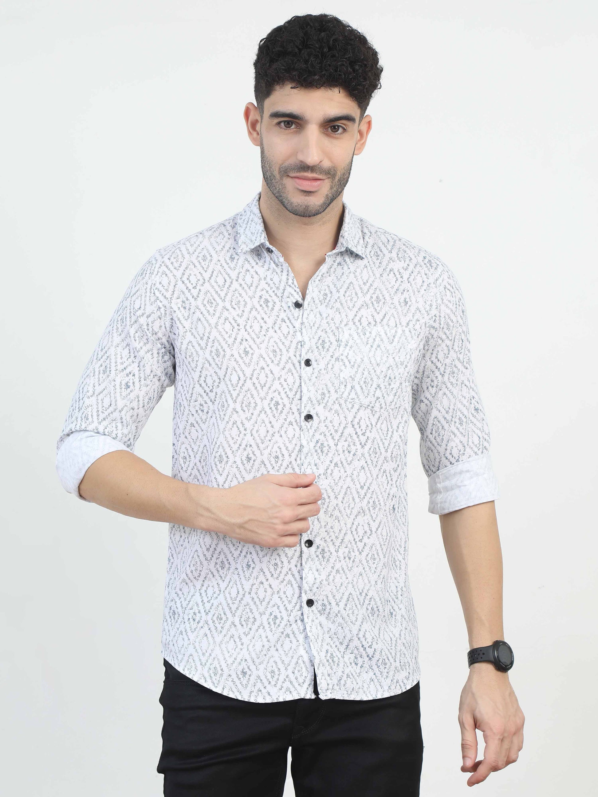 White All Over diamonds shirt for men