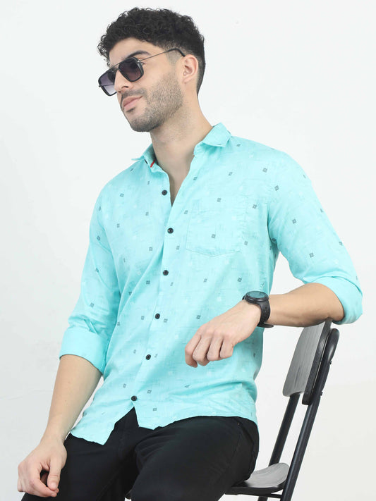 SkyBlue Dotted  Shirt for men