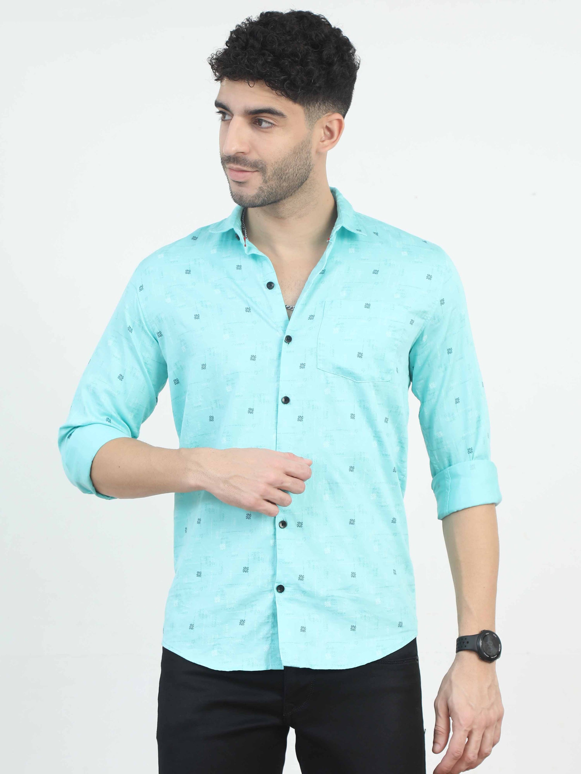 SkyBlue Dotted  Shirt for men