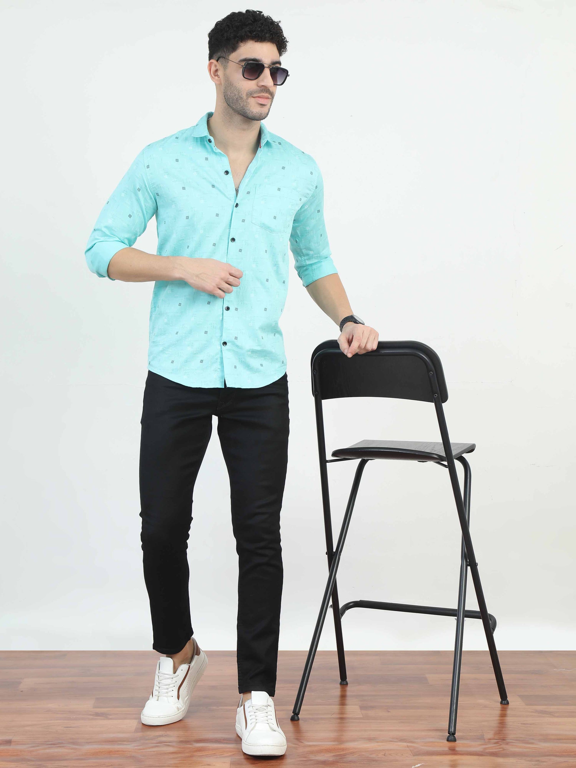 SkyBlue Dotted  Shirt for men