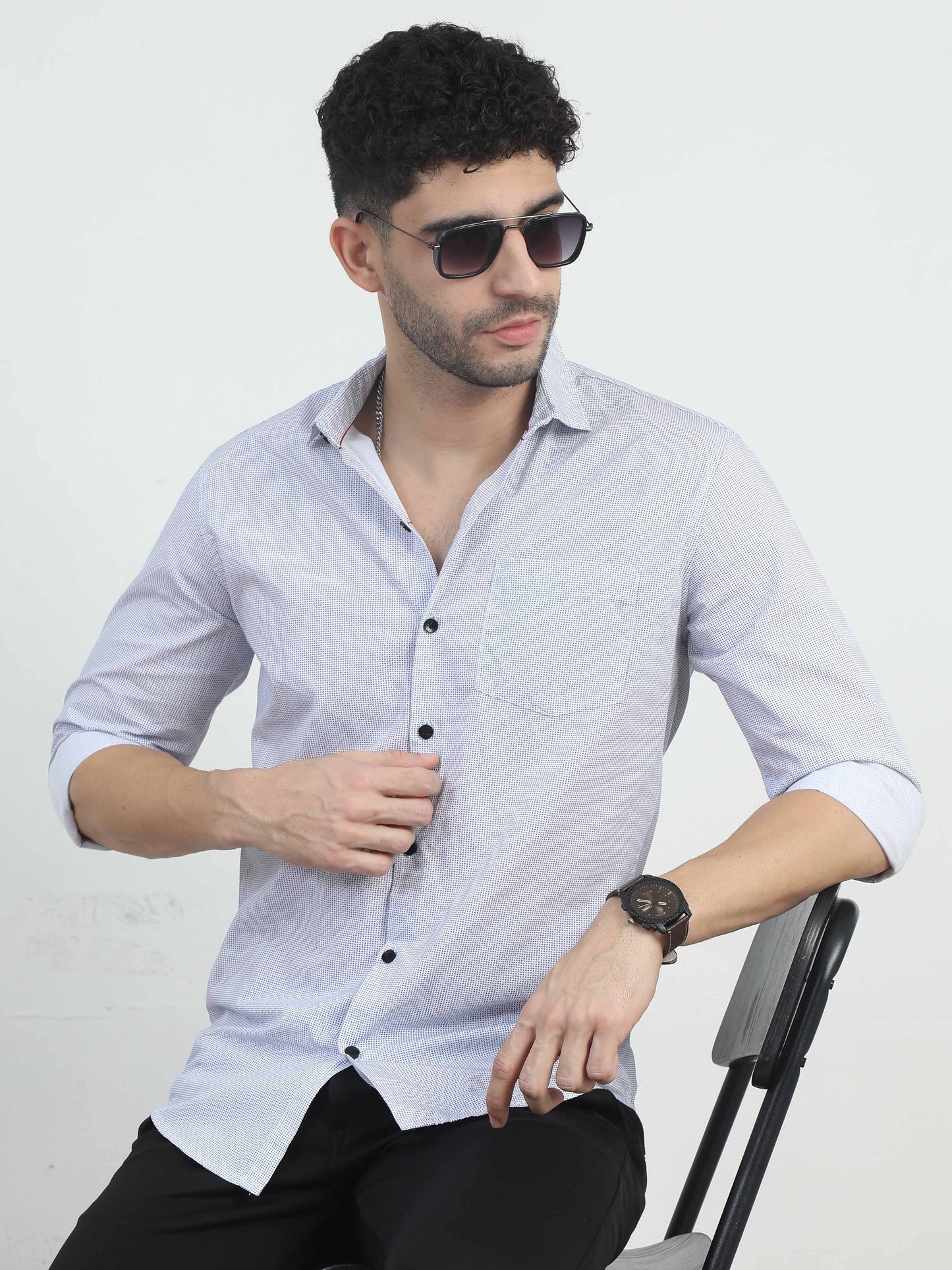  Light Lavender Lines Printed Shirt for men