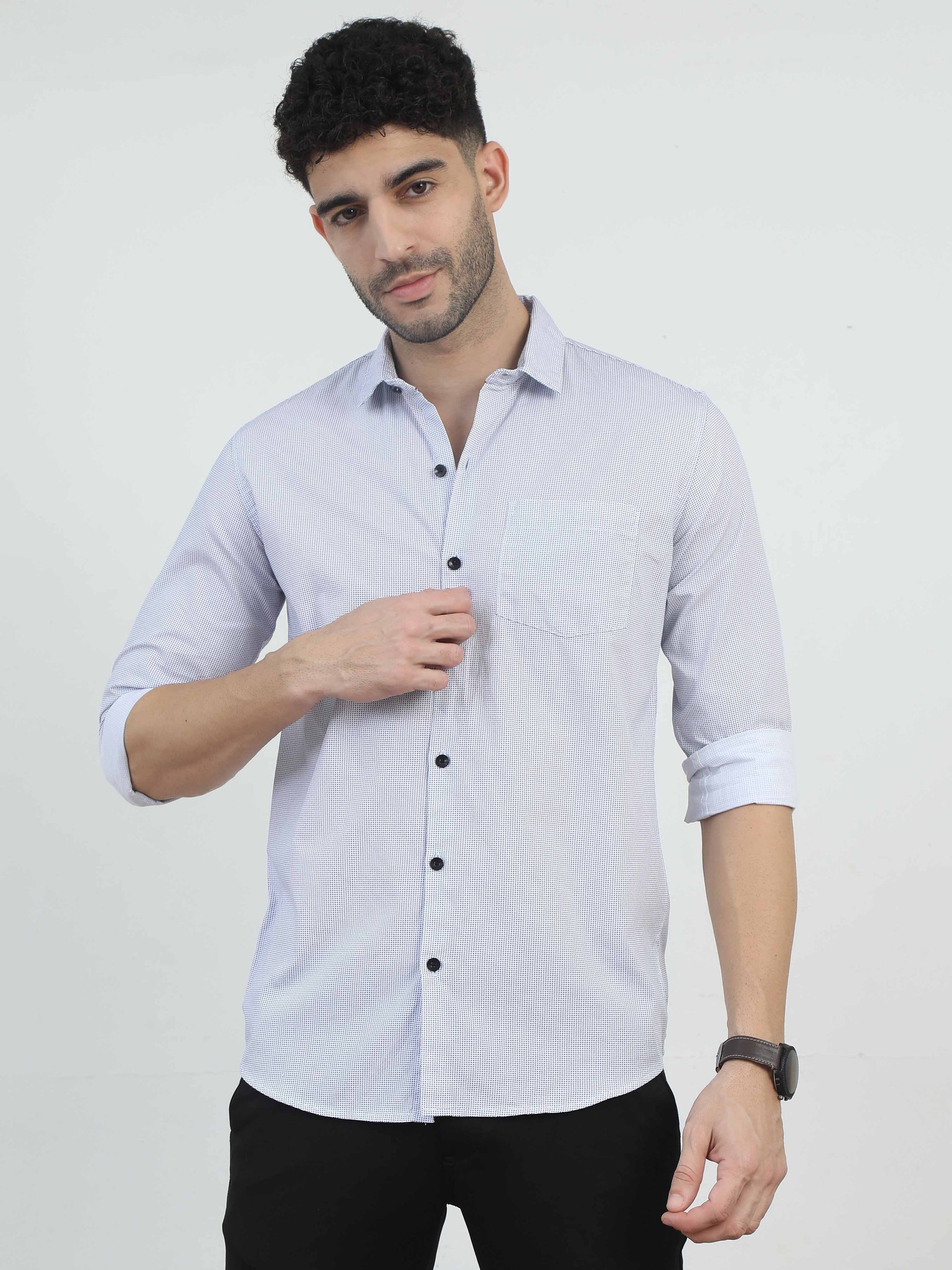  Light Lavender Lines Printed Shirt for men