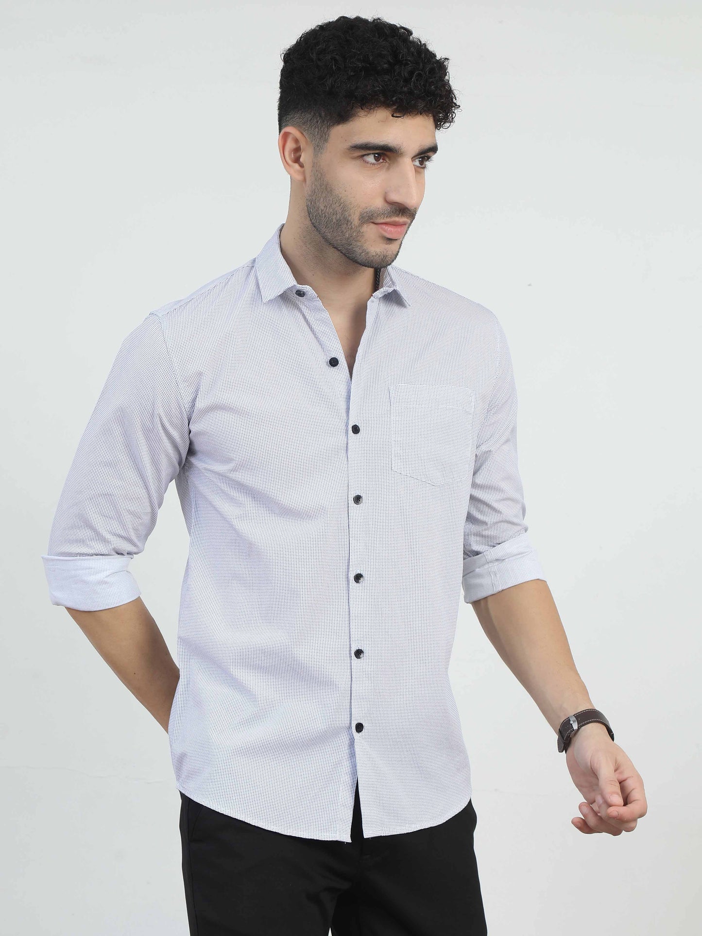  Light Lavender Lines Printed Shirt for men