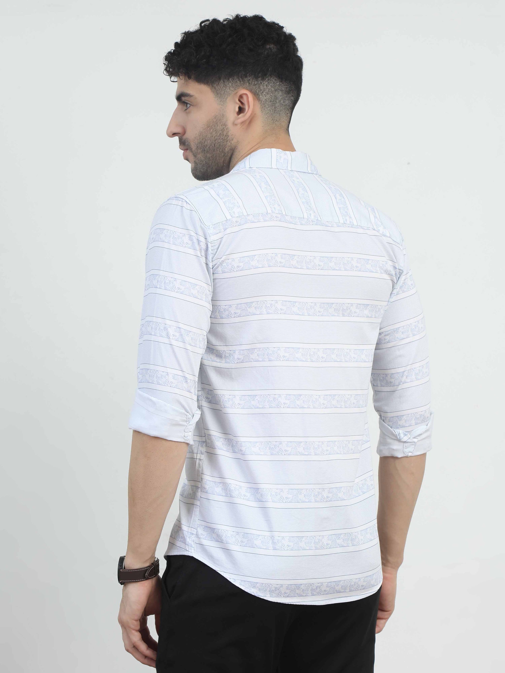 Traditonal Light Blue Printed Shirt for men