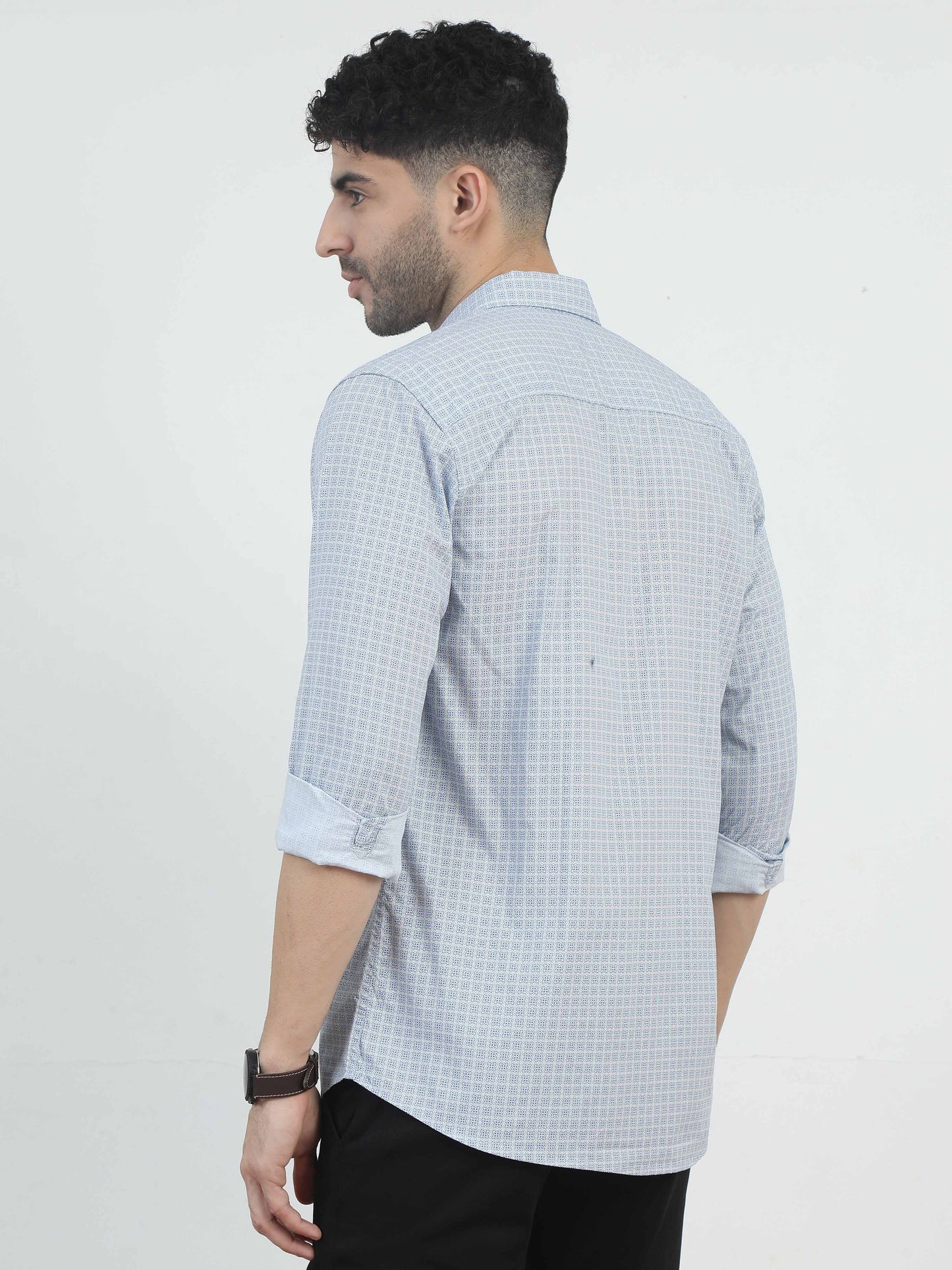 Dull blue printed shirt for men