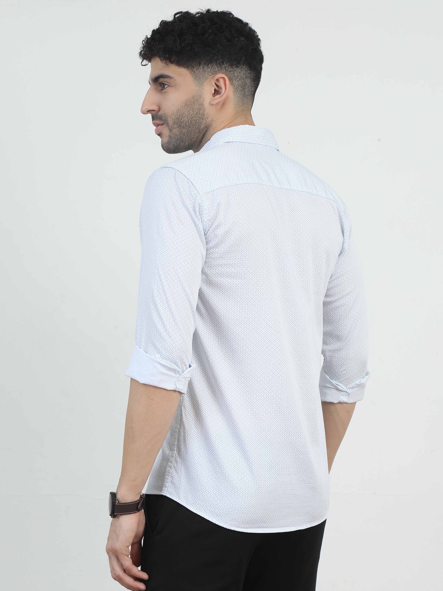 Smoky white printed casual shirt