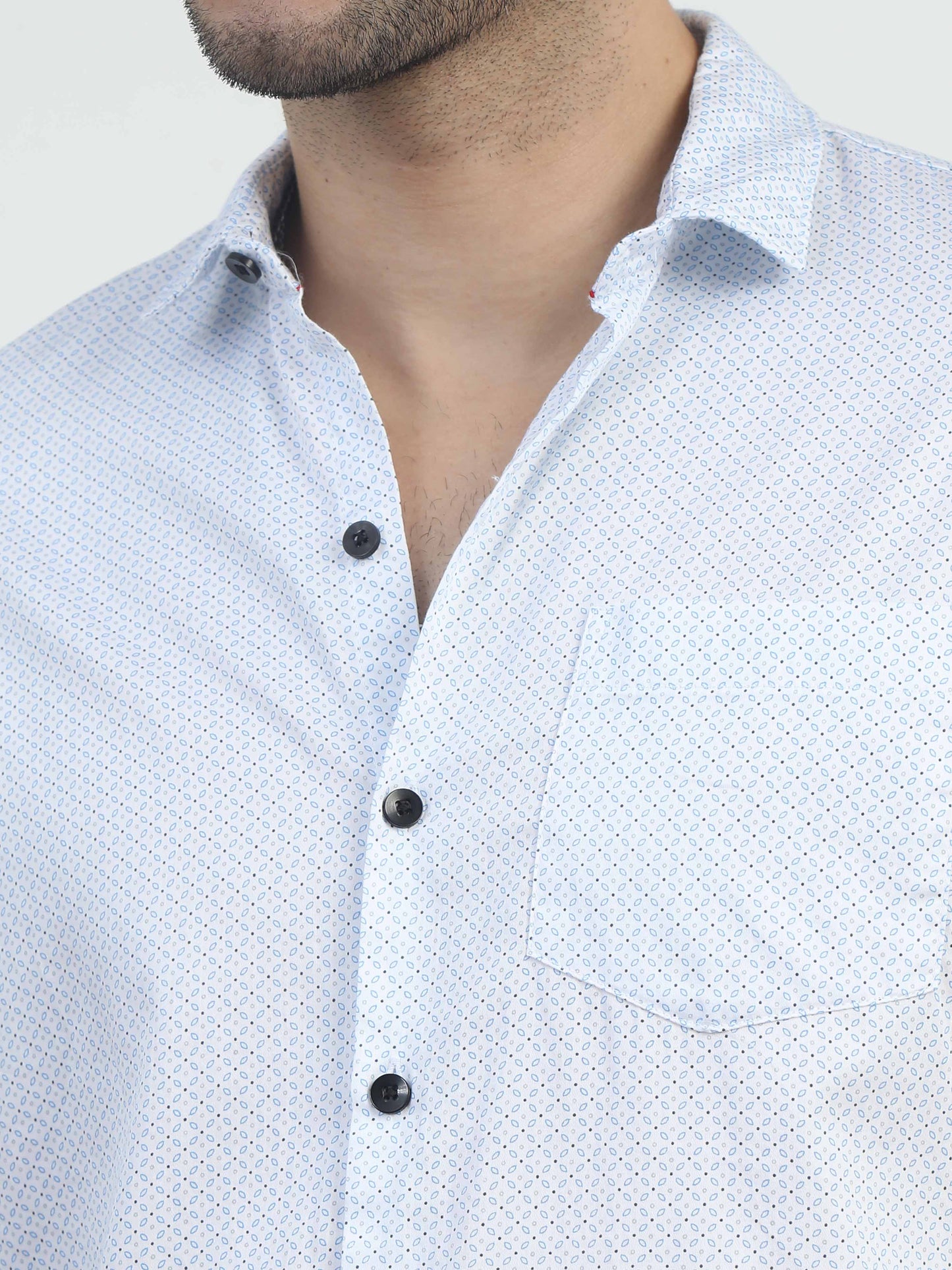 Smoky white printed casual shirt