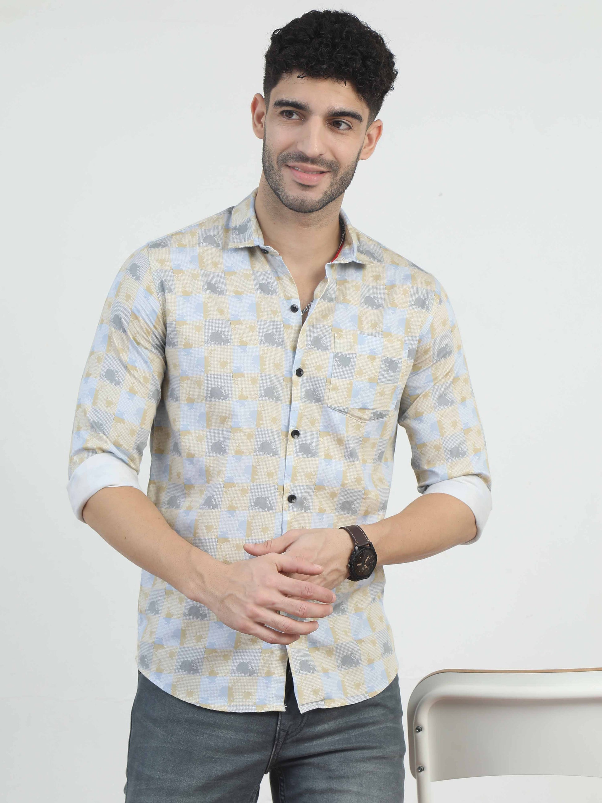 Grey pastel color shirt for men